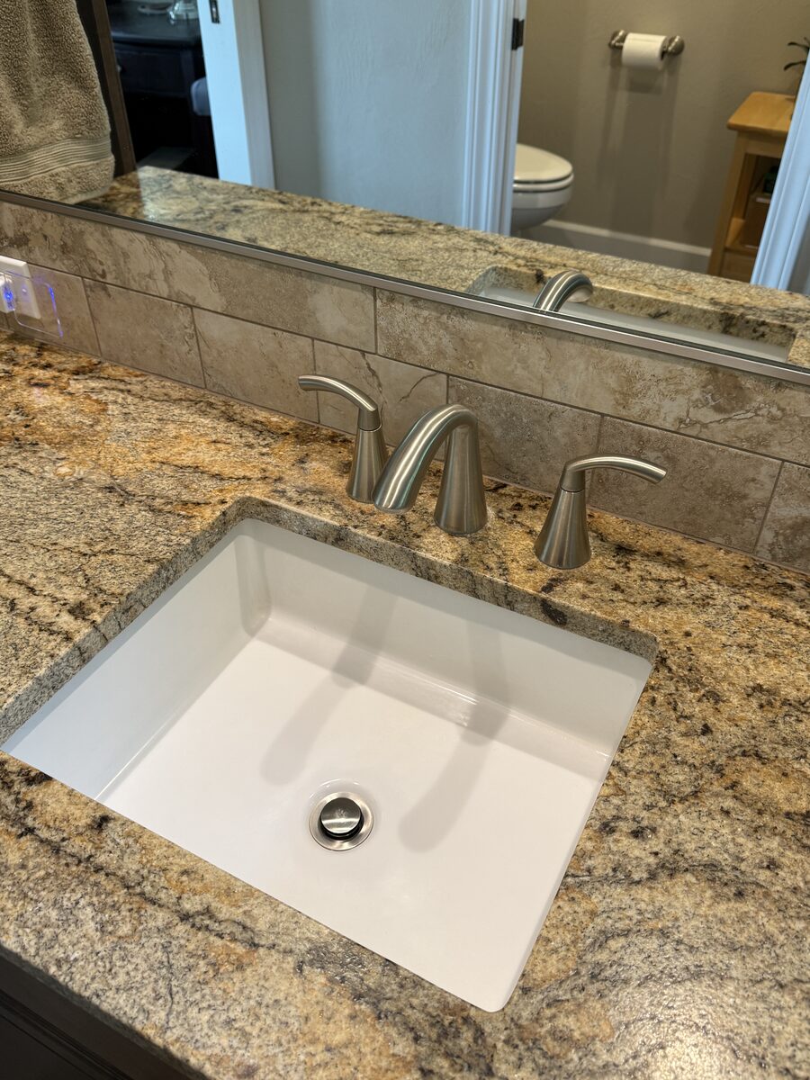 Clean bathroom vanity and sink
