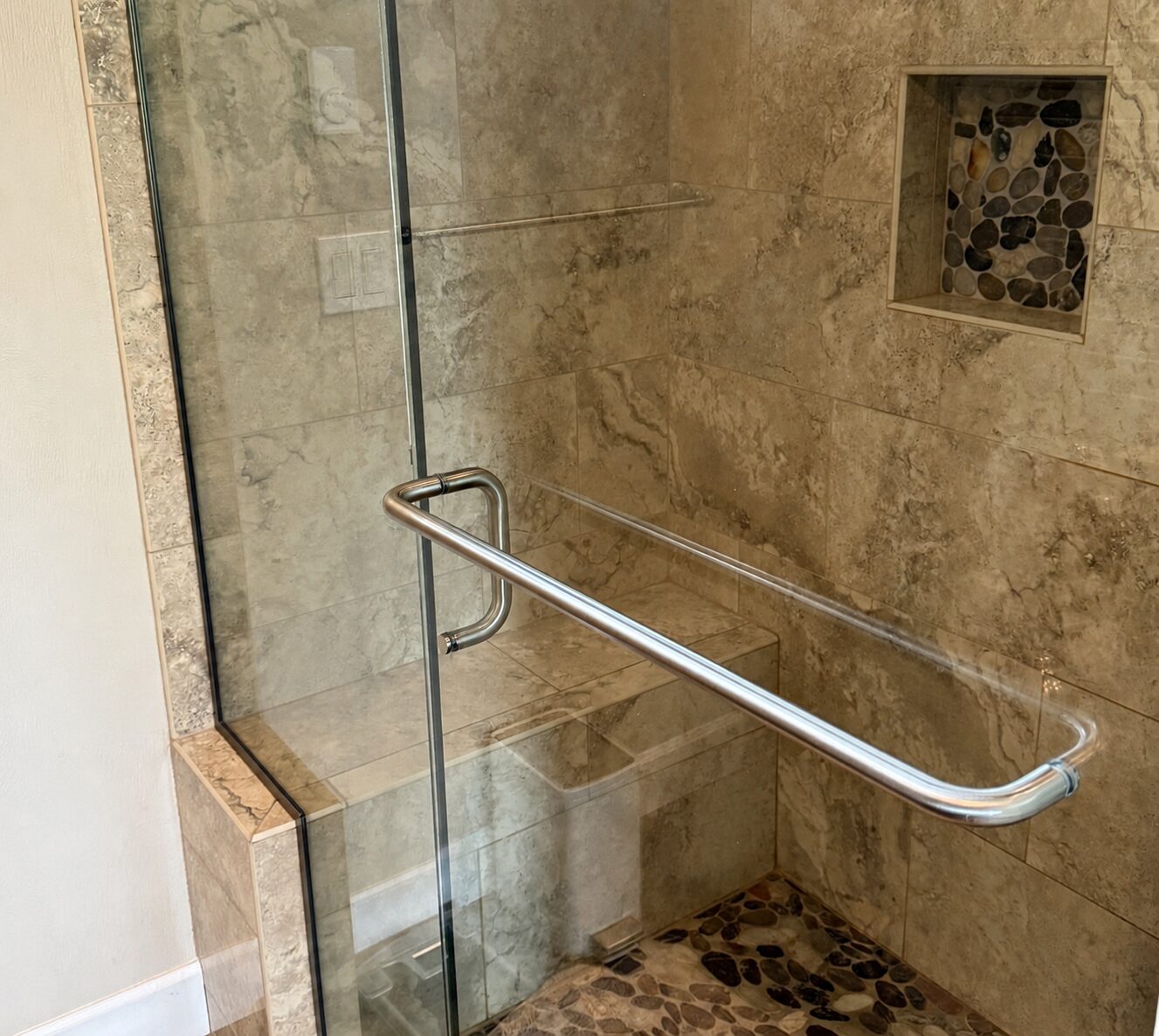 Freshly cleaned walk-in shower