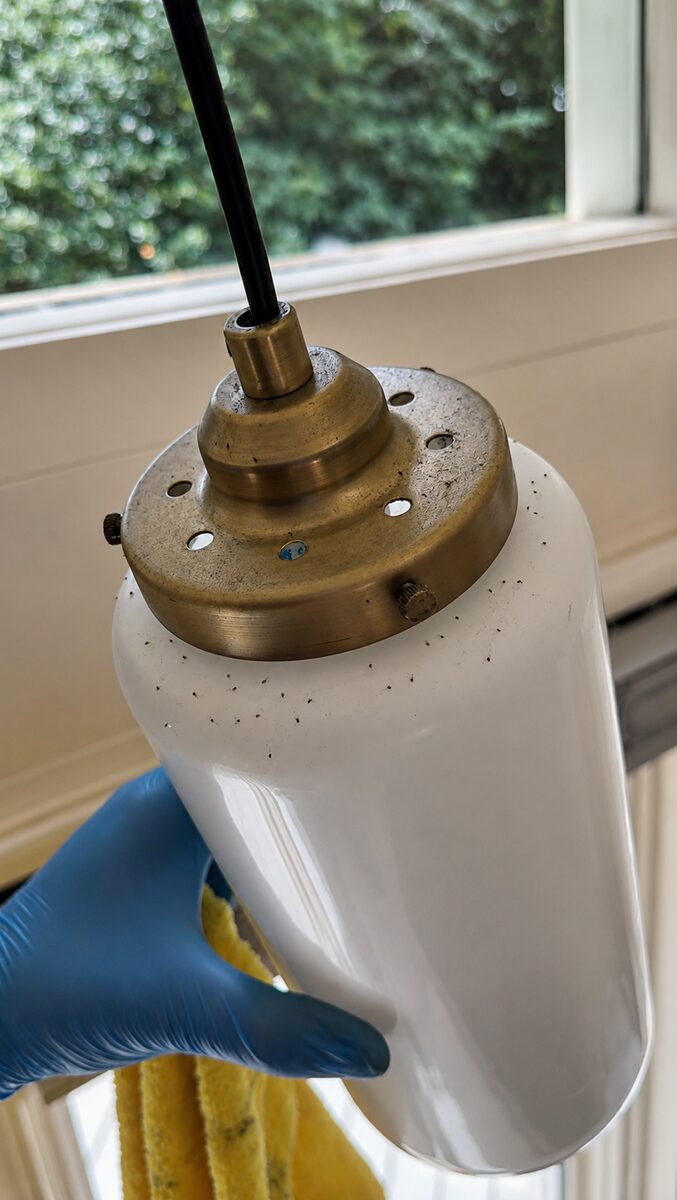 Light fixture before cleaning