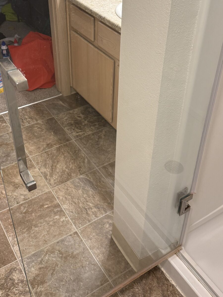 Glass shower door after cleaning